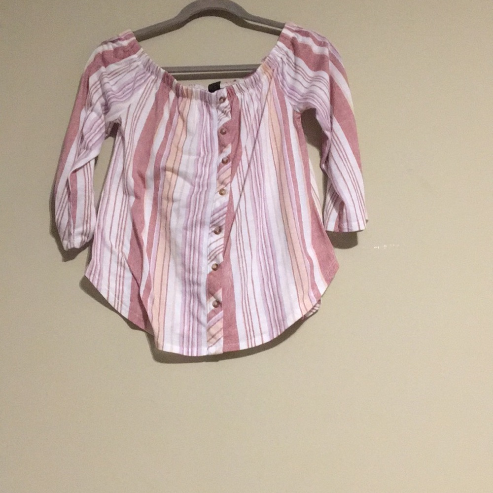 Off the shoulder striped shirt
